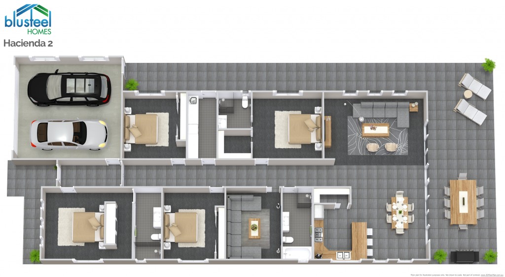Hacienda 2 - 3D Floor Plan
